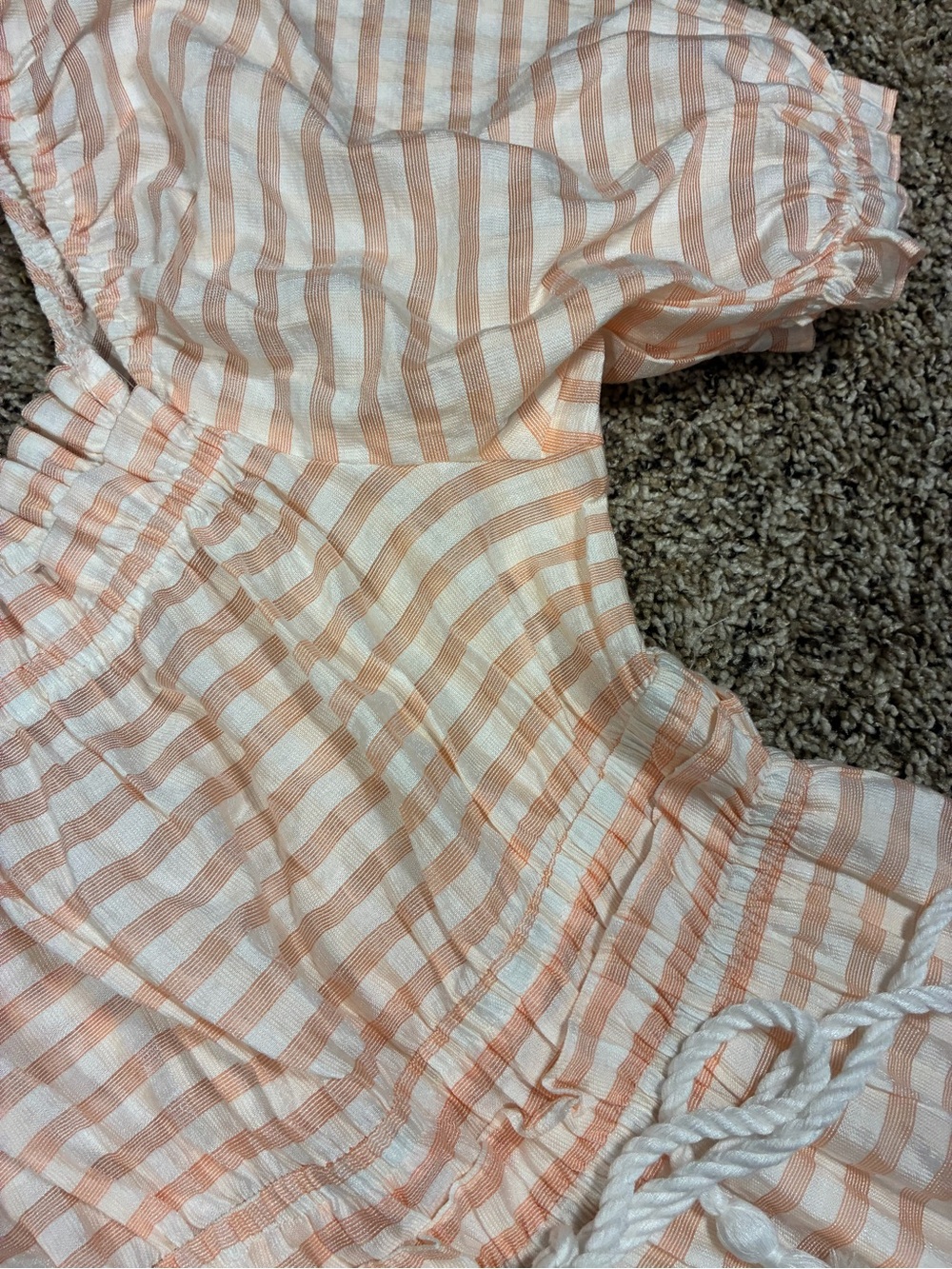 Moon River Striped Poplin Puff Sleeve Tiered Midi Dress - Picture 6 of 13